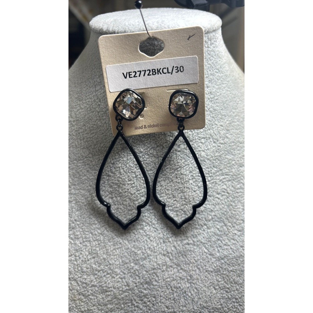 #9. Gunmetal Black Teardrop Crystal Stud Earrings